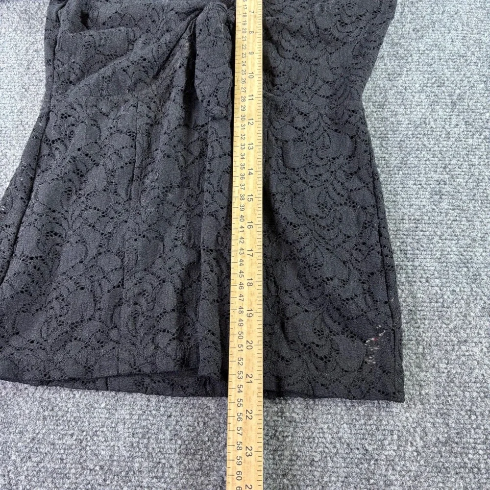 Free People Lace Top Womens S Black Tie Front V-Neck Long Sleeve Floral Boho